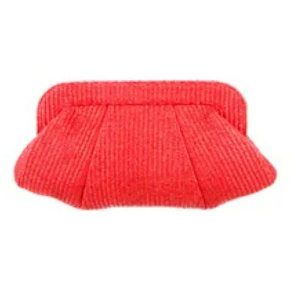 Lauren Merkin Women’s Tatum Raffia Coral Peach Pink Framed Clutch Purse Wallet